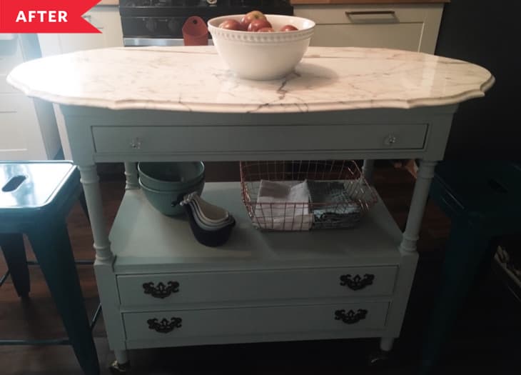 Dated Bar Cart Turned Kitchen Island Apartment Therapy